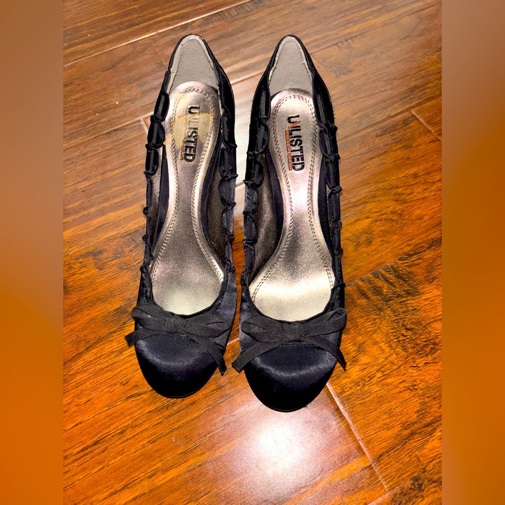 Unlisted brand black satin heels
